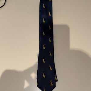 J. Crew Dark Blue Silk Tie with Gold Dog/ Rudolph Design